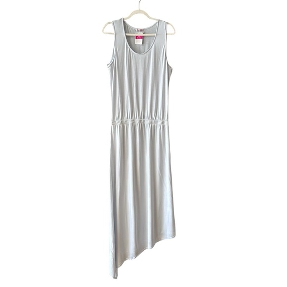 NEW Fresh Produce Aria Maxi Summer Dress Size Lg Gray Asymmetric Hem Stretch - Picture 5 of 9
